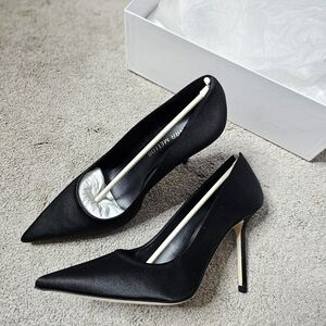 Tamara Mellon Black Satin Heels